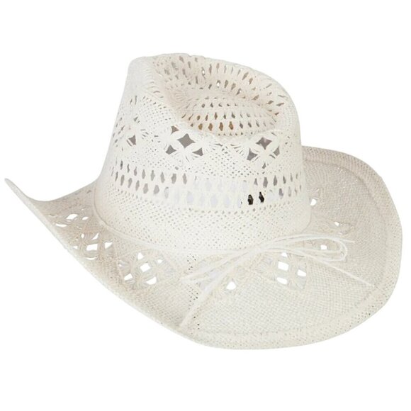 Western Style White Cowboy Straw Hat & Rolled Brim One Size Fits Most Plain Read - Picture 6 of 7